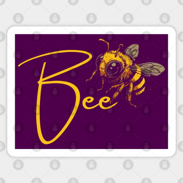 Elegant Gold Honey Bee - Calligraphy - Alphabet Animals Sticker by TuncGK